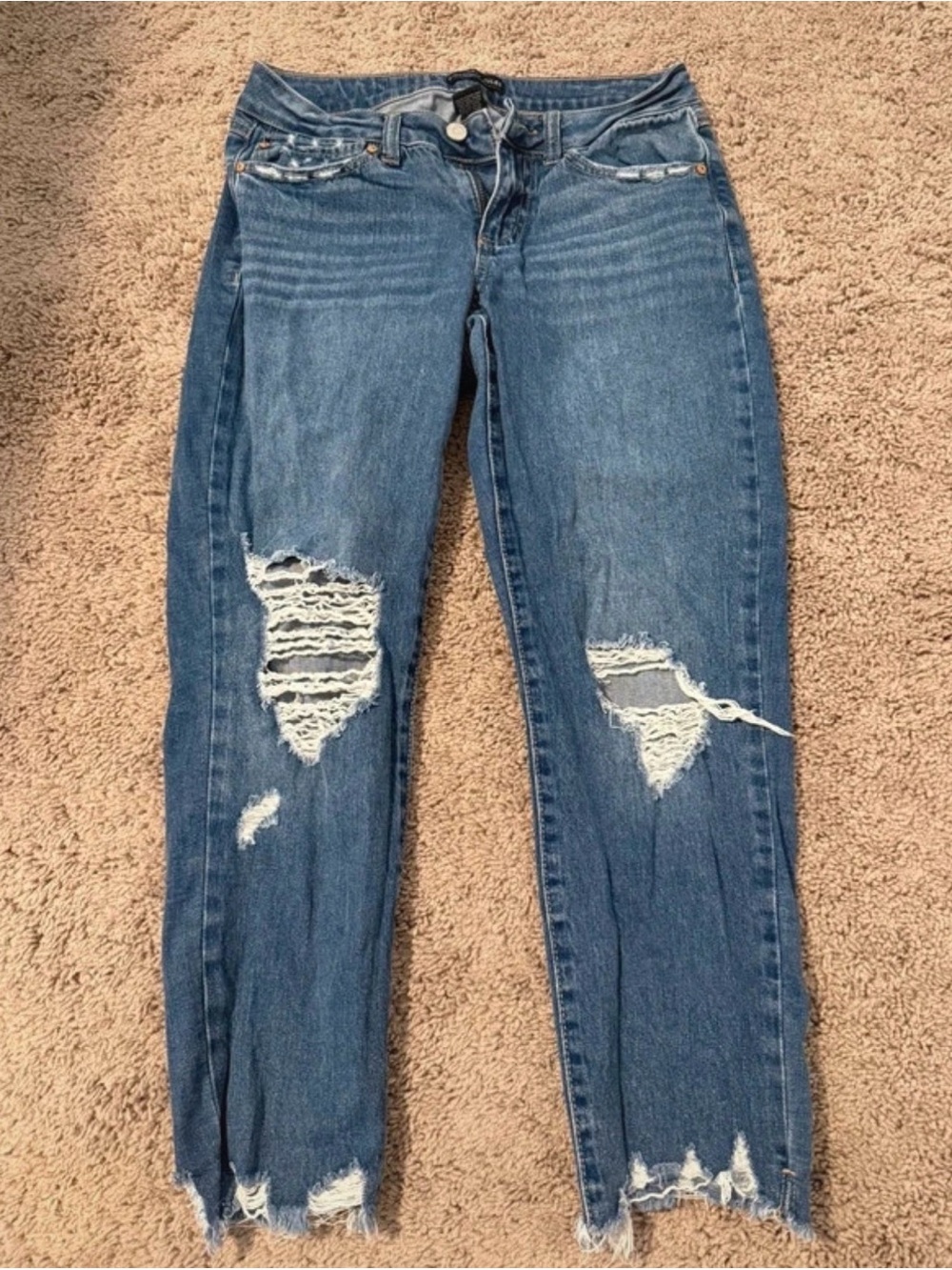 Sincerely Jules Distressed Blue Straight-Leg Jeans